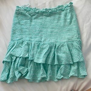 Aqua colored smocked skirt